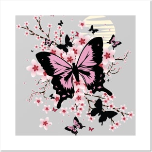 Cherry Blossom Butterflies Posters and Art